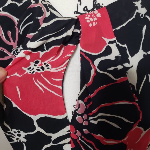 Pretty Navy Pinks & Green Floral Dress by Banana Republic Size 10 - Picture 3 of 9